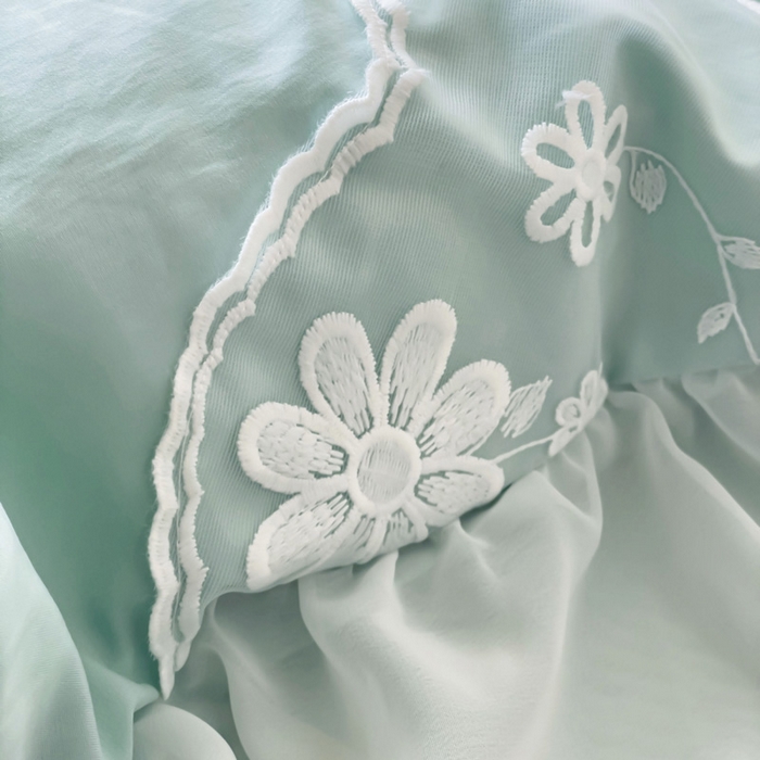 91家纺网 家纺一手货源 找家纺 睡美人 2026新款锦棉蕾丝款系列韩版公主风床裙四件套-花舞 花舞-嫩芽绿