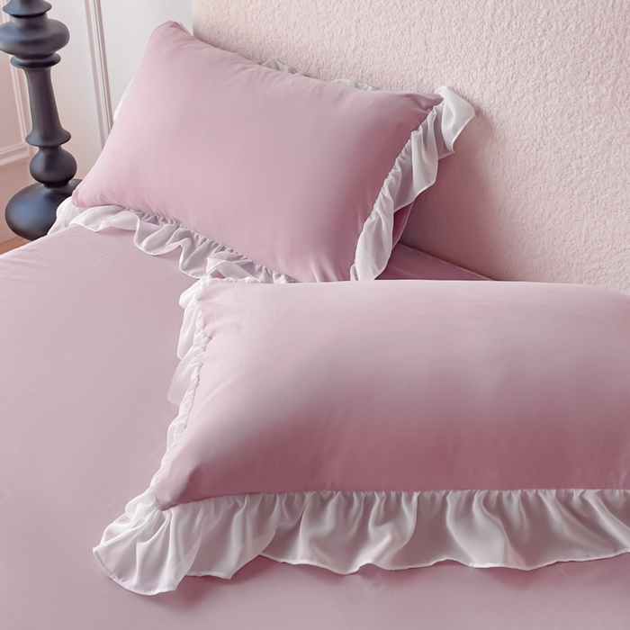 91家纺网 家纺一手货源 找家纺 睡美人 2026新款锦棉蕾丝款系列韩版公主风床裙四件套-花舞 花舞-香叶紫