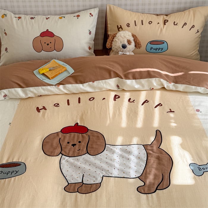 91家纺网 家纺一手货源 找家纺 （总）暖生活 2026新款全棉大版双层纱贴布绣四件套