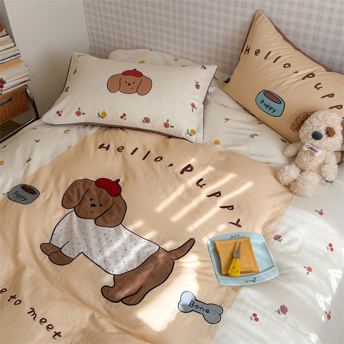 91家纺网 家纺一手货源 找家纺 （总）暖生活 2026新款全棉大版双层纱贴布绣四件套