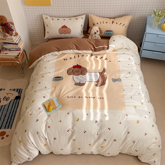 91家纺网 家纺一手货源 找家纺 （总）暖生活 2026新款全棉大版双层纱贴布绣四件套