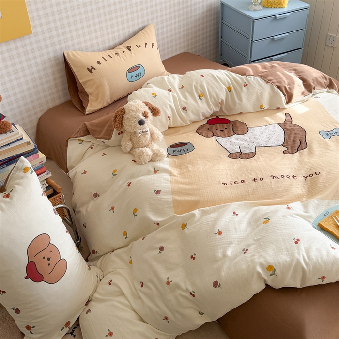 91家纺网 家纺一手货源 找家纺 （总）暖生活 2026新款全棉大版双层纱贴布绣四件套