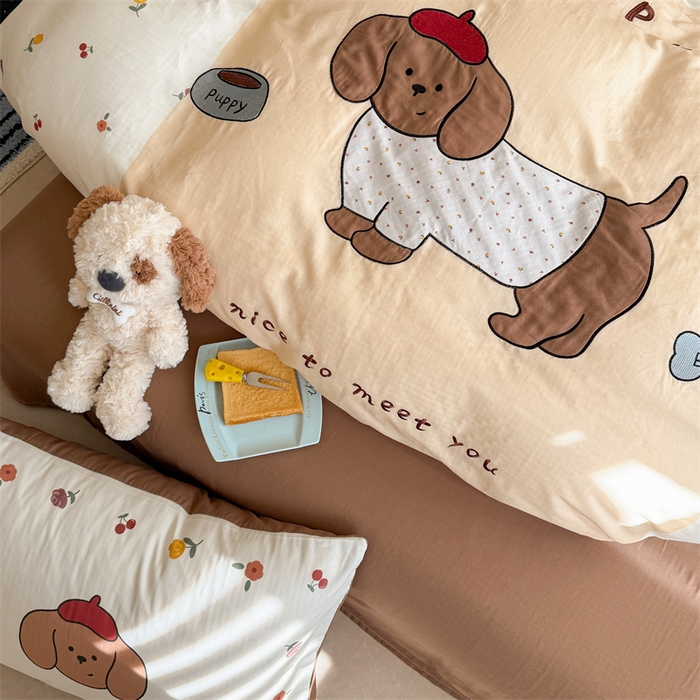 91家纺网 家纺一手货源 找家纺 （总）暖生活 2026新款全棉大版双层纱贴布绣四件套