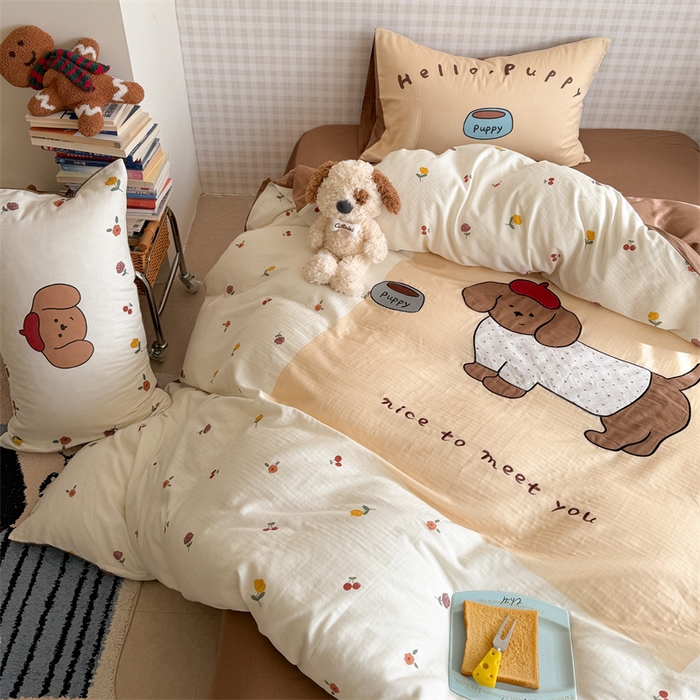 91家纺网 家纺一手货源 找家纺 （总）暖生活 2026新款全棉大版双层纱贴布绣四件套