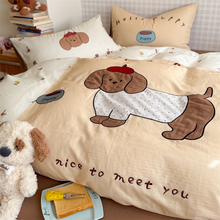 91家纺网 家纺一手货源 找家纺 （总）暖生活 2026新款全棉大版双层纱贴布绣四件套