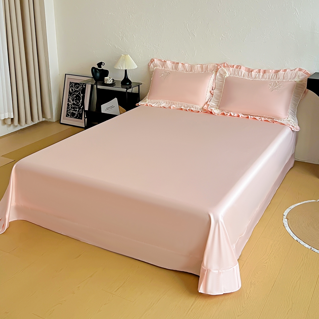 91家纺网 家纺一手货源 找家纺 （总）迪欧芙 2026新款长绒棉刺绣床单款四件套-月影纱