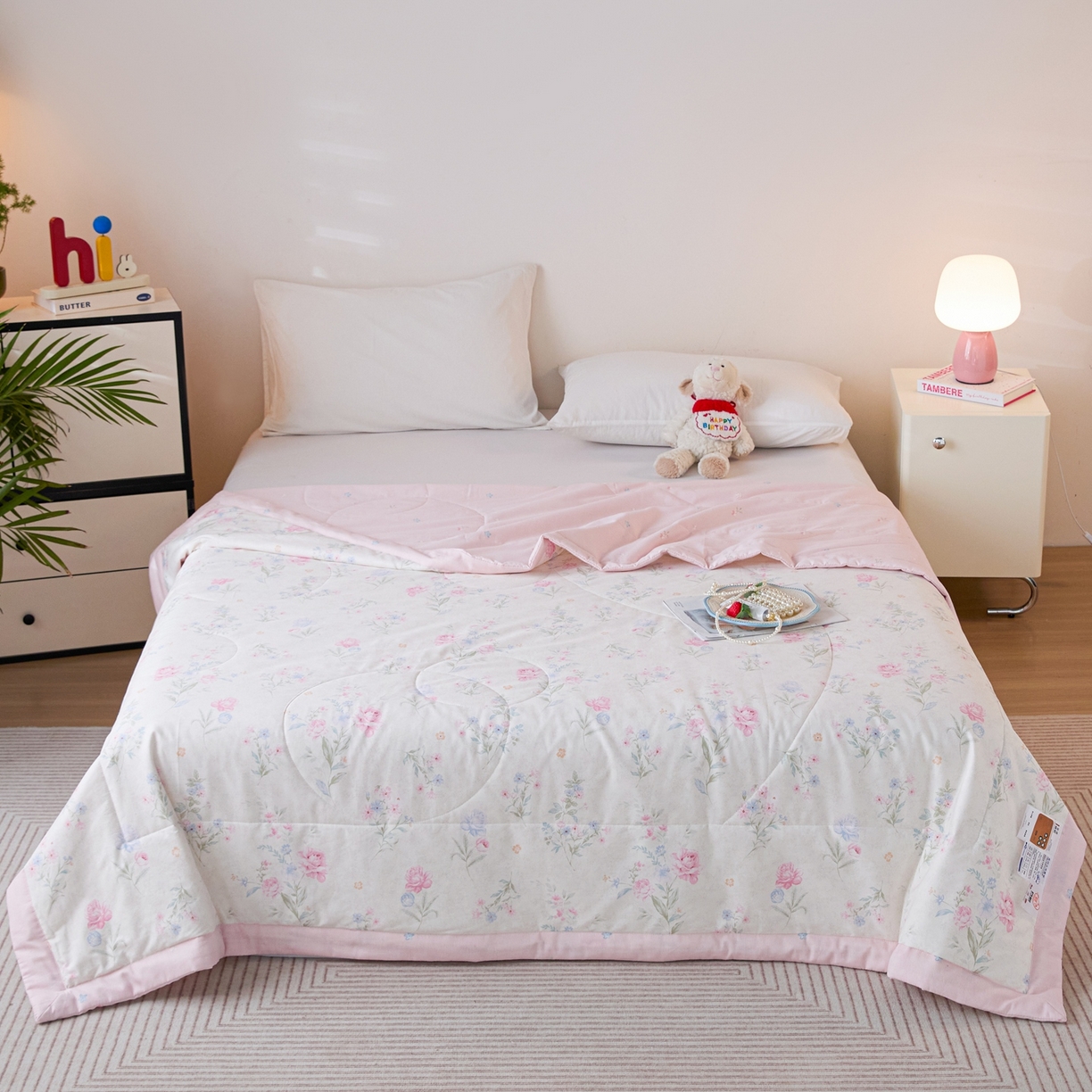 91家纺网 家纺一手货源 找家纺 亿莱鑫 2026春夏新款全棉水洗印花夏被夏凉被空调被 浪漫玫瑰