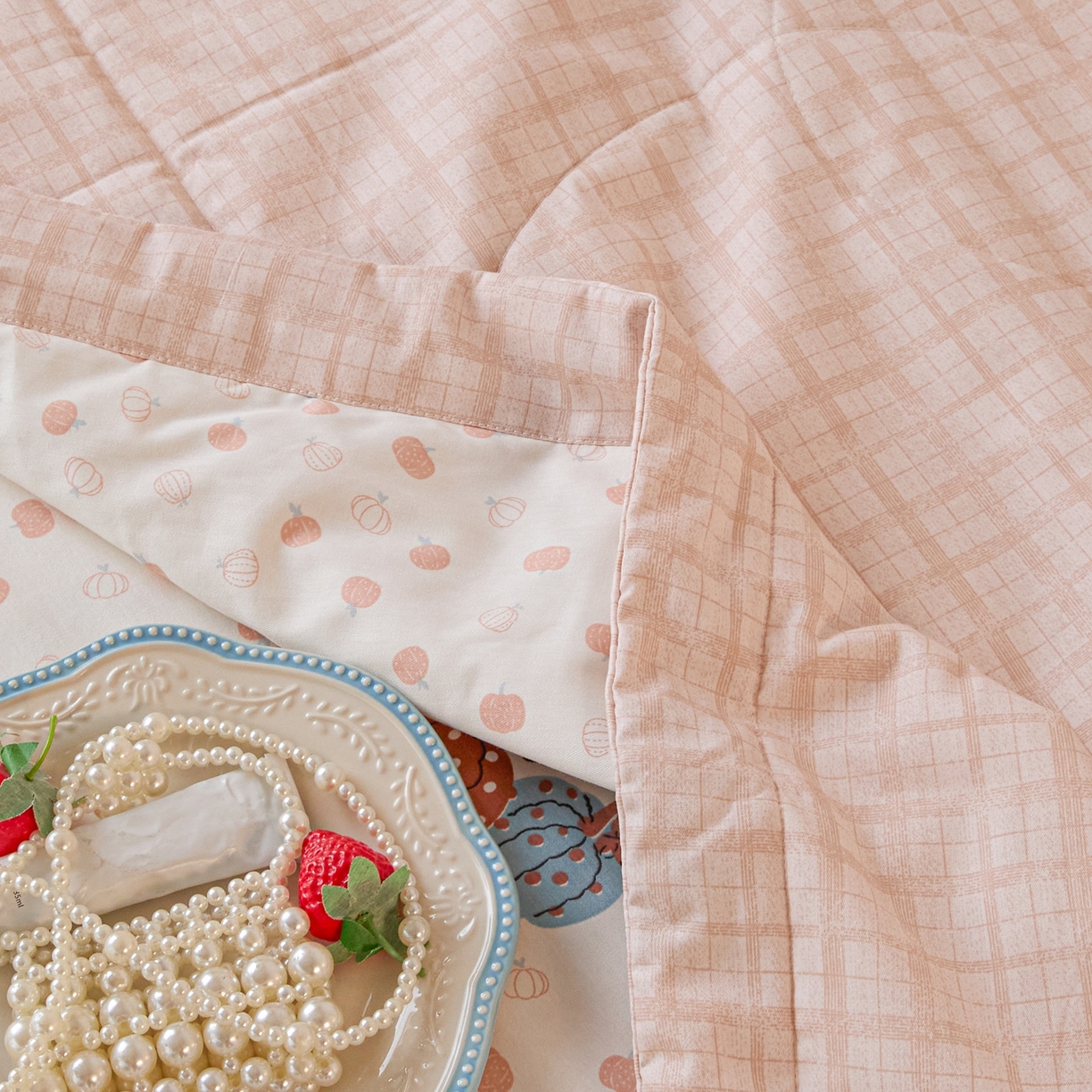 91家纺网 家纺一手货源 找家纺 亿莱鑫 2026春夏新款全棉水洗印花夏被夏凉被空调被 五彩南瓜