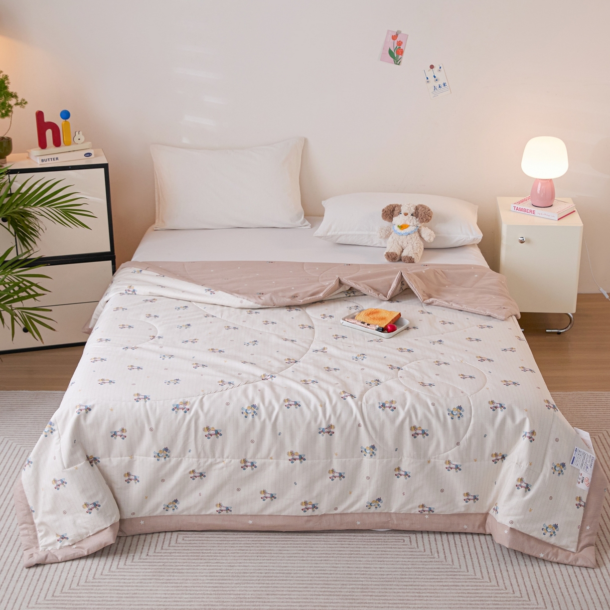 91家纺网 家纺一手货源 找家纺 亿莱鑫 2026春夏新款全棉水洗印花夏被夏凉被空调被 马上有钱