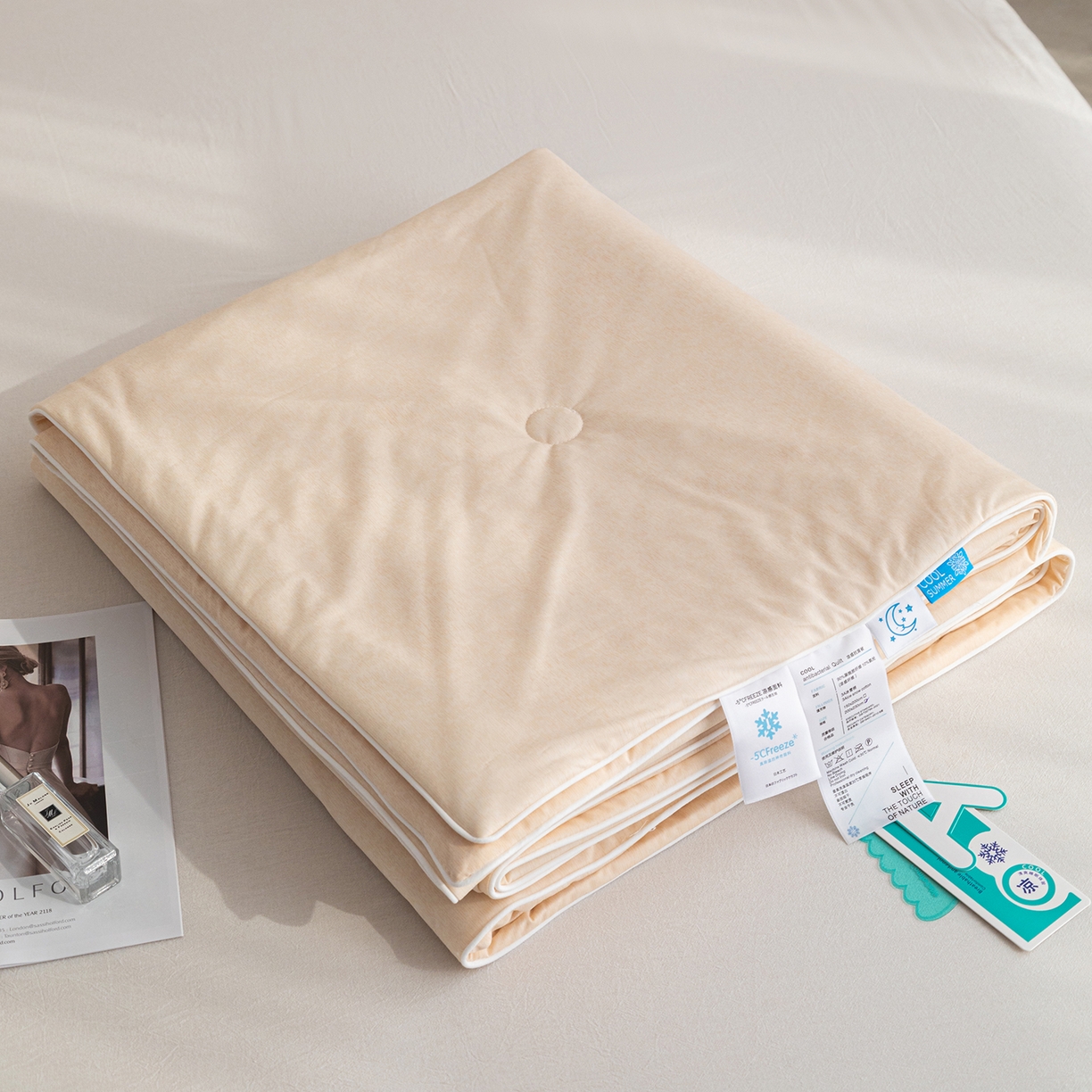 91家纺网 家纺一手货源 找家纺 （总）亿莱鑫 2026春夏新款纯色仿锦氨凉感夏被夏凉被空调被