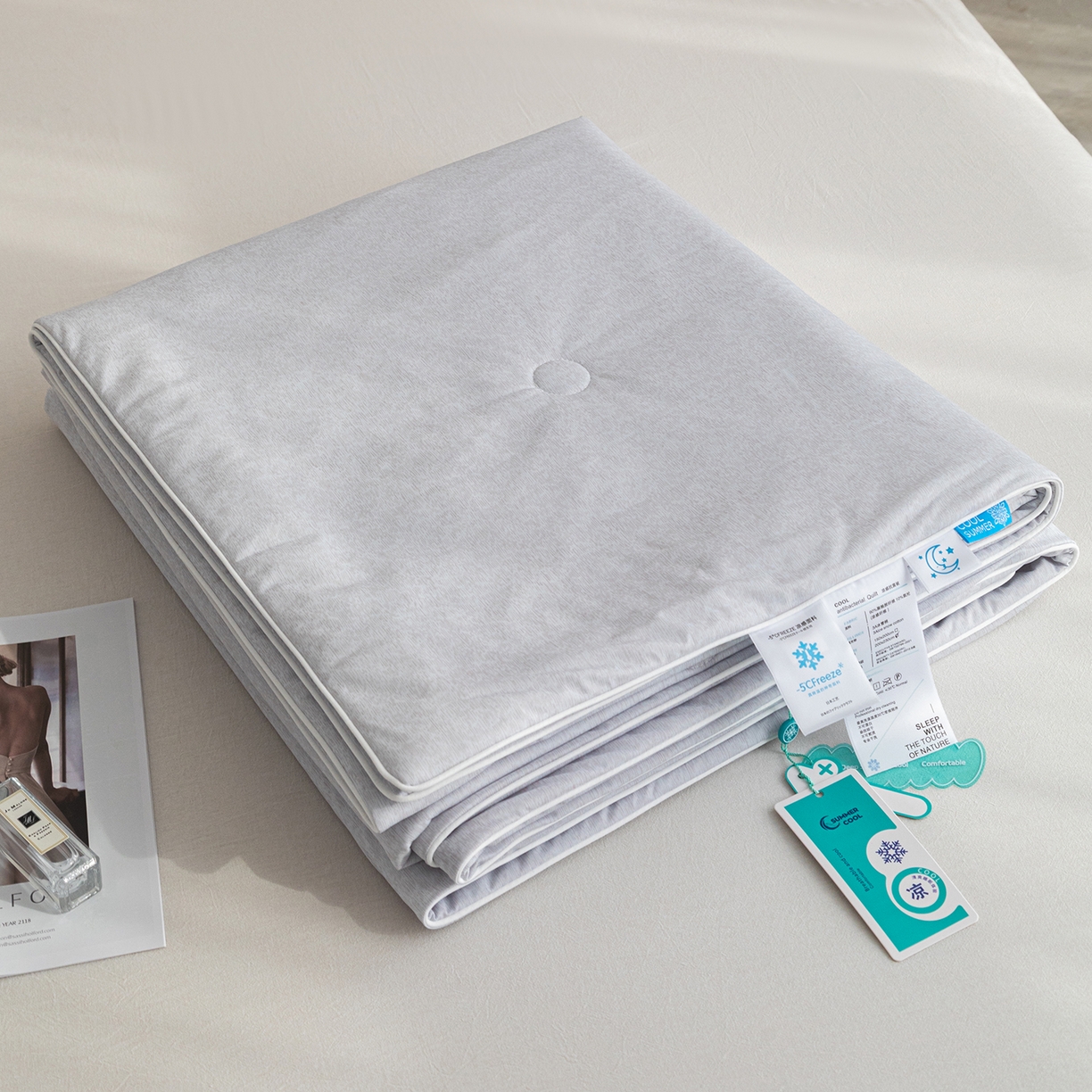 91家纺网 家纺一手货源 找家纺 （总）亿莱鑫 2026春夏新款纯色仿锦氨凉感夏被夏凉被空调被