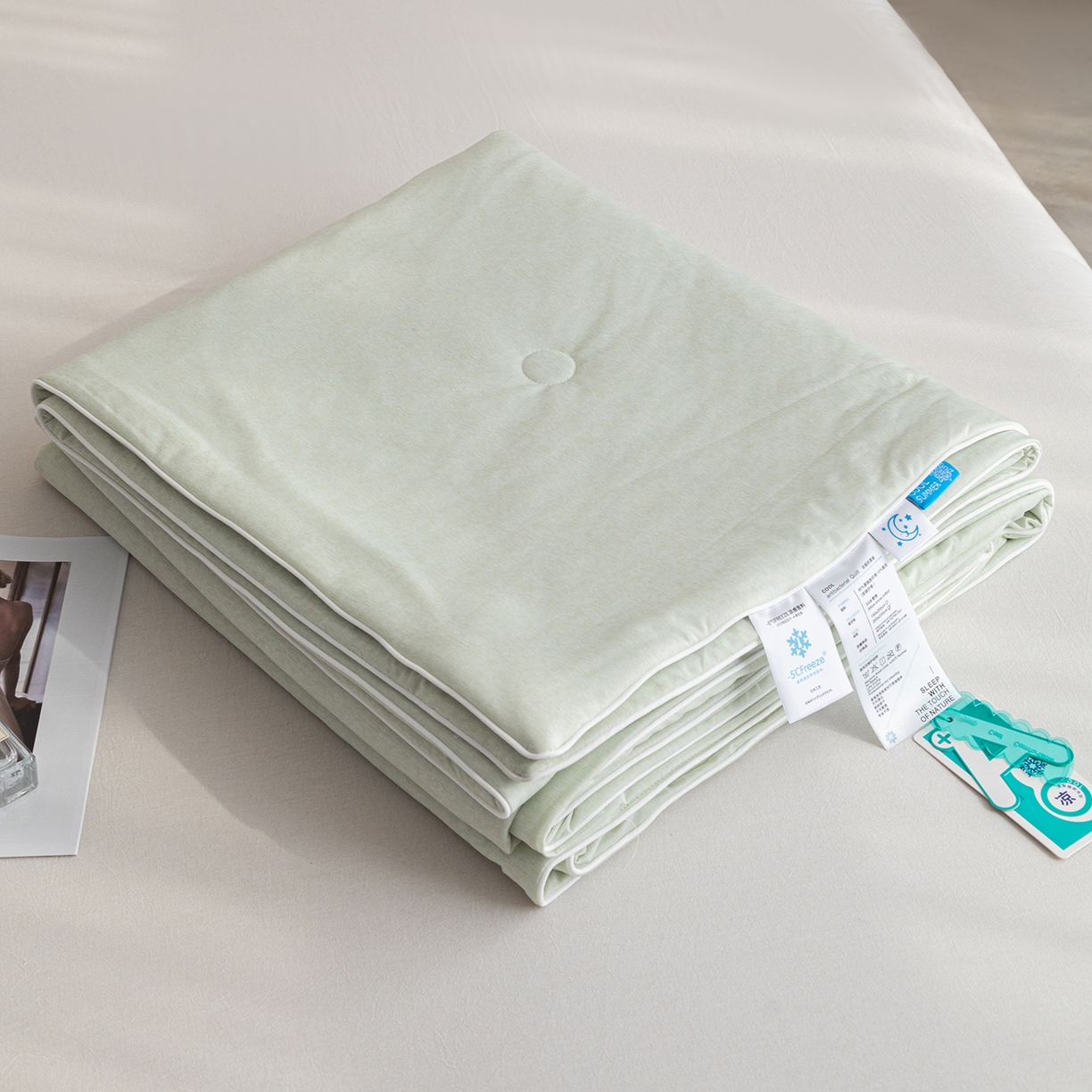 91家纺网 家纺一手货源 找家纺 （总）亿莱鑫 2026春夏新款纯色仿锦氨凉感夏被夏凉被空调被