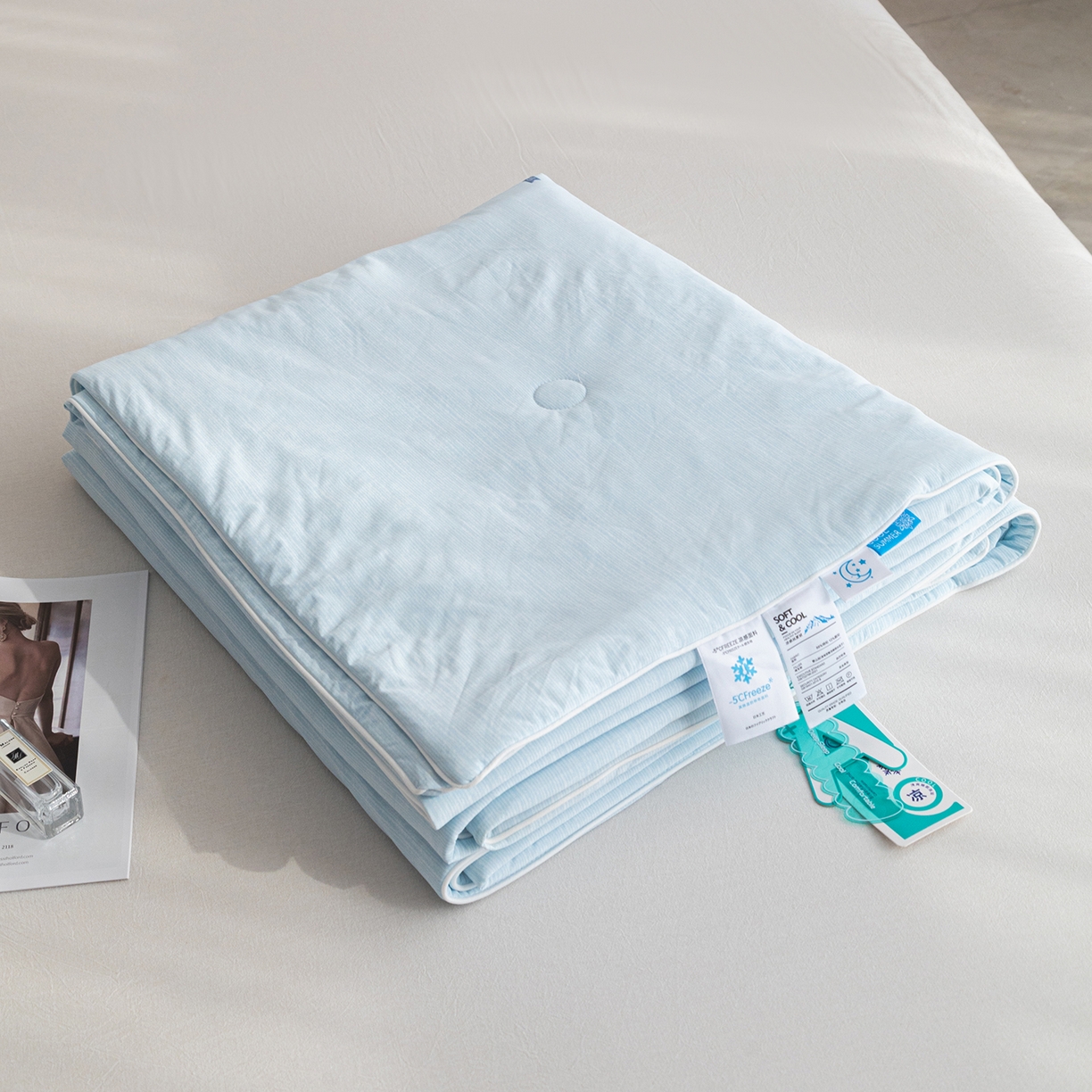 91家纺网 家纺一手货源 找家纺 （总）亿莱鑫 2026春夏新款纯色仿锦氨凉感夏被夏凉被空调被