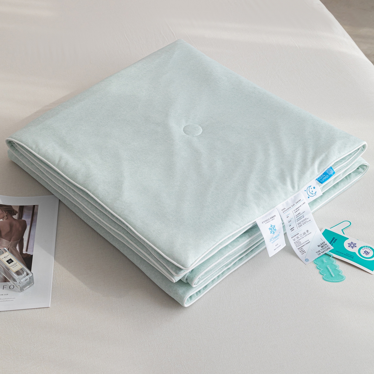 91家纺网 家纺一手货源 找家纺 （总）亿莱鑫 2026春夏新款纯色仿锦氨凉感夏被夏凉被空调被