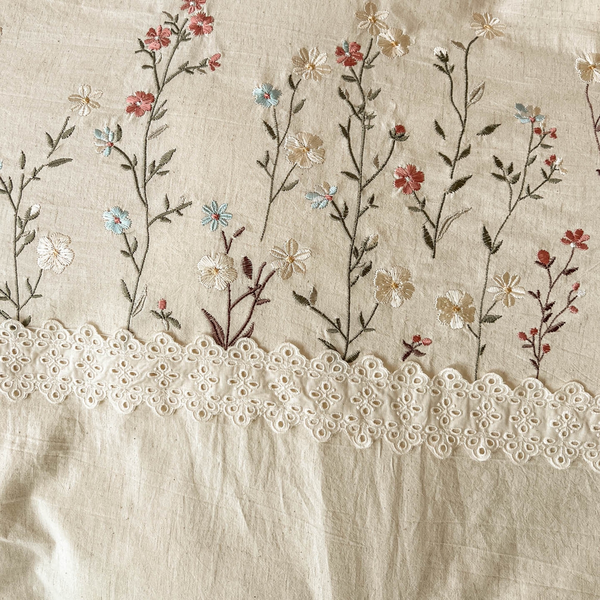 91家纺网 家纺一手货源 找家纺 迪欧芙 2026春夏新款棉麻刺绣床单款四件套-迷迭花香 迷迭花香-本色