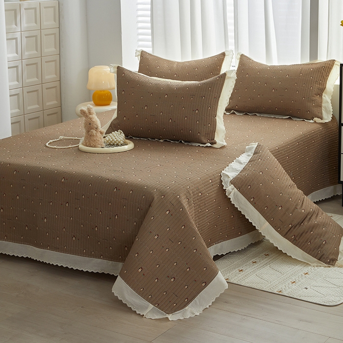 91家纺网 家纺一手货源 找家纺 舒居家纺 2026新款全棉双层纱花边床盖单件床盖单品单床盖 团团