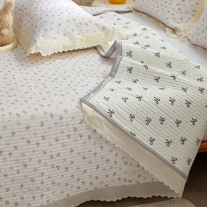 91家纺网 家纺一手货源 找家纺 舒居家纺 2026新款全棉双层纱花边床盖单件床盖单品单床盖 小飞象