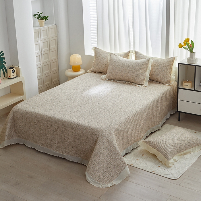 91家纺网 家纺一手货源 找家纺 舒居家纺 2026新款全棉双层纱花边床盖单件床盖单品单床盖 黛西