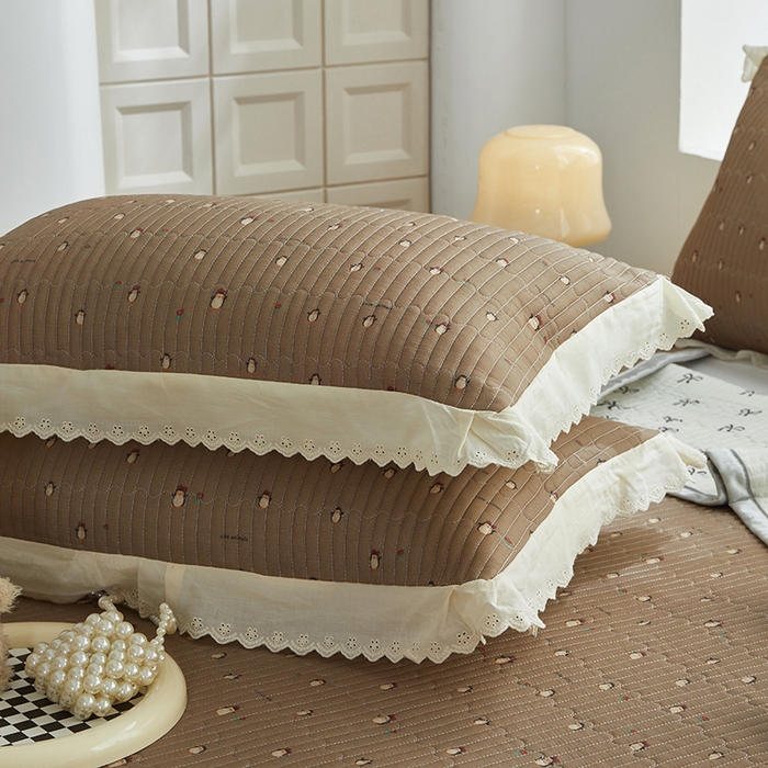 91家纺网 家纺一手货源 找家纺 舒居家纺 2026新款全棉双层纱花边床盖单件床盖单品单床盖 团团