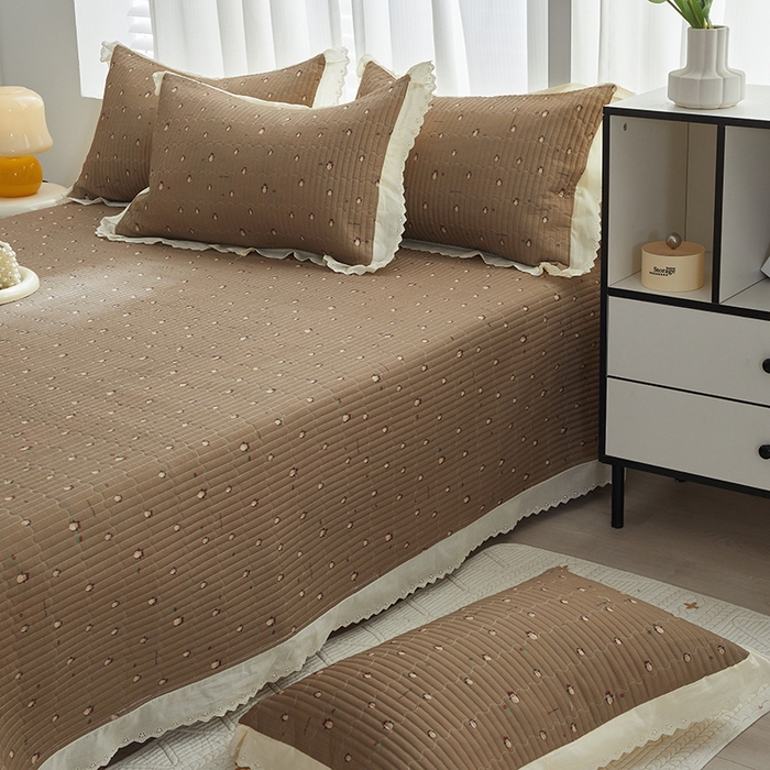 91家纺网 家纺一手货源 找家纺 舒居家纺 2026新款全棉双层纱花边床盖单件床盖单品单床盖 团团