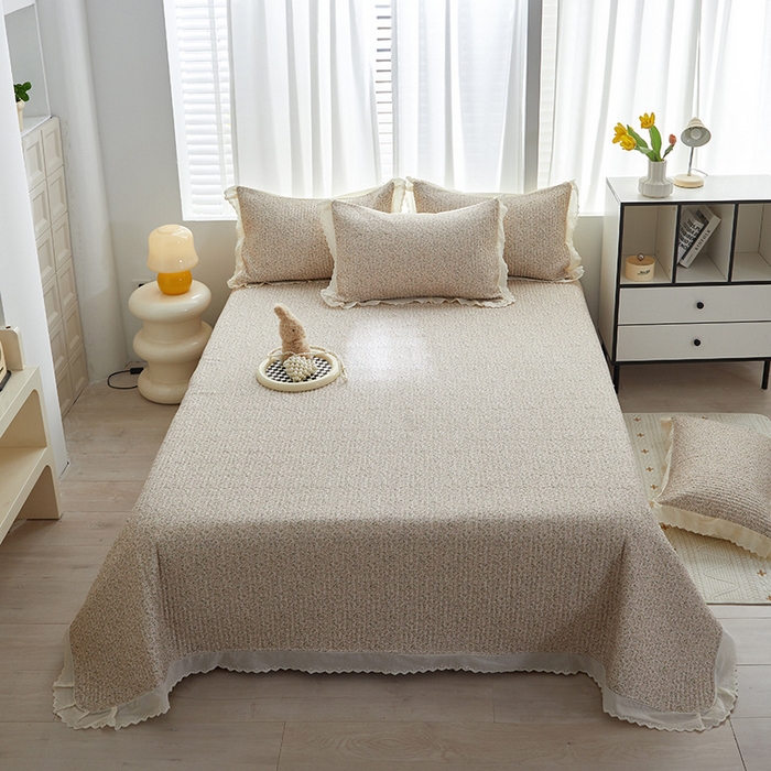 91家纺网 家纺一手货源 找家纺 舒居家纺 2026新款全棉双层纱花边床盖单件床盖单品单床盖 黛西