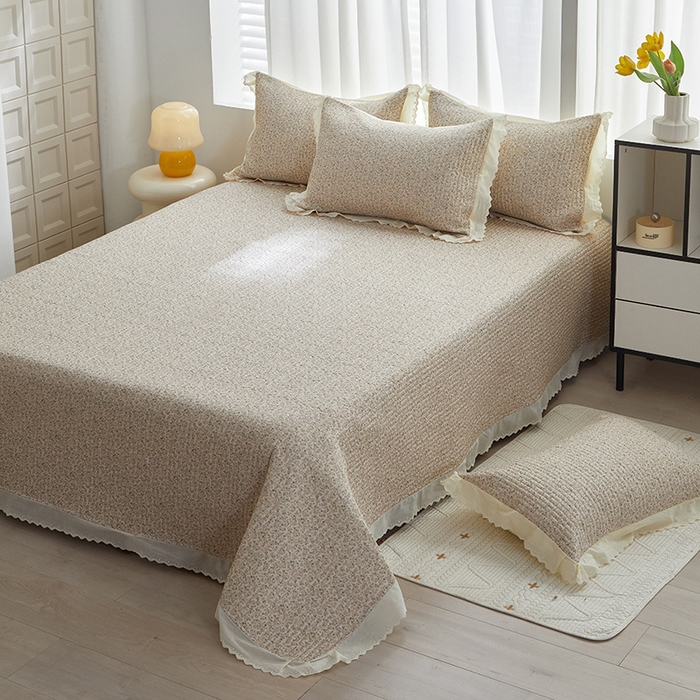 91家纺网 家纺一手货源 找家纺 舒居家纺 2026新款全棉双层纱花边床盖单件床盖单品单床盖 黛西