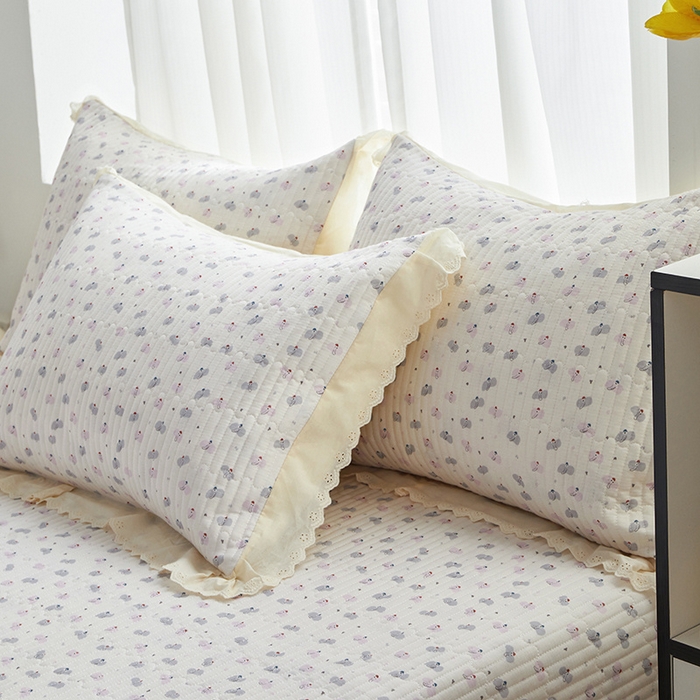 91家纺网 家纺一手货源 找家纺 舒居家纺 2026新款全棉双层纱花边床盖单件床盖单品单床盖 小飞象