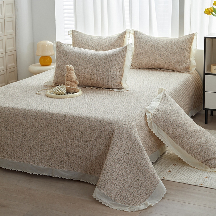 91家纺网 家纺一手货源 找家纺 舒居家纺 2026新款全棉双层纱花边床盖单件床盖单品单床盖 黛西