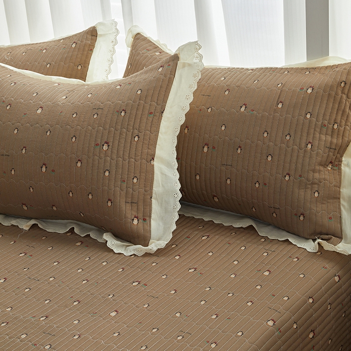 91家纺网 家纺一手货源 找家纺 舒居家纺 2026新款全棉双层纱花边床盖单件床盖单品单床盖 团团