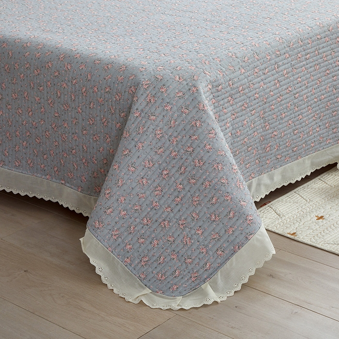 91家纺网 家纺一手货源 找家纺 舒居家纺 2026新款全棉双层纱花边床盖单件床盖单品单床盖 山岚绮梦