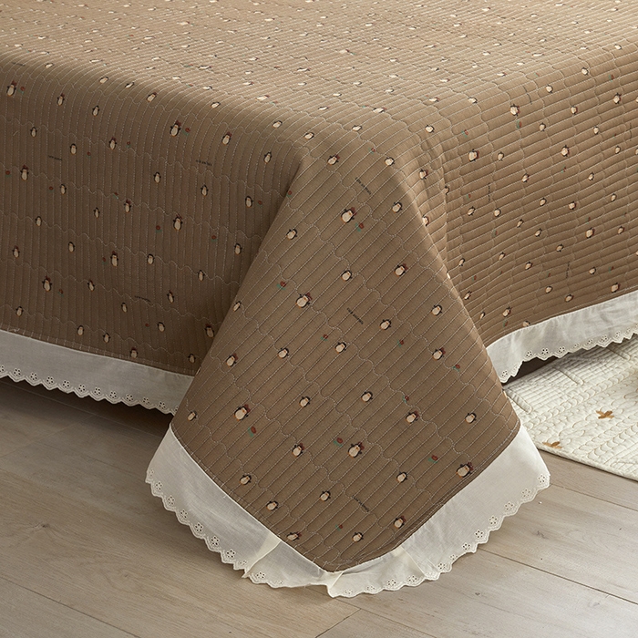 91家纺网 家纺一手货源 找家纺 舒居家纺 2026新款全棉双层纱花边床盖单件床盖单品单床盖 团团