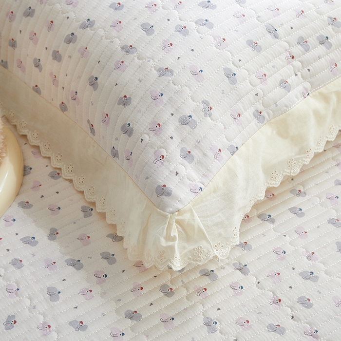 91家纺网 家纺一手货源 找家纺 舒居家纺 2026新款全棉双层纱花边床盖单件床盖单品单床盖 小飞象