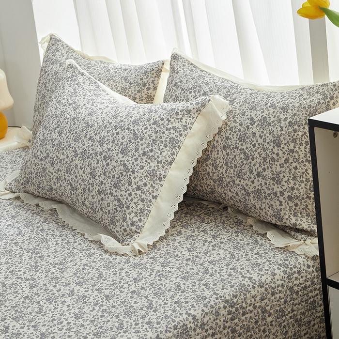 91家纺网 家纺一手货源 找家纺 舒居家纺 2026新款全棉双层纱花边床盖单件床盖单品单床盖 浅影--灰