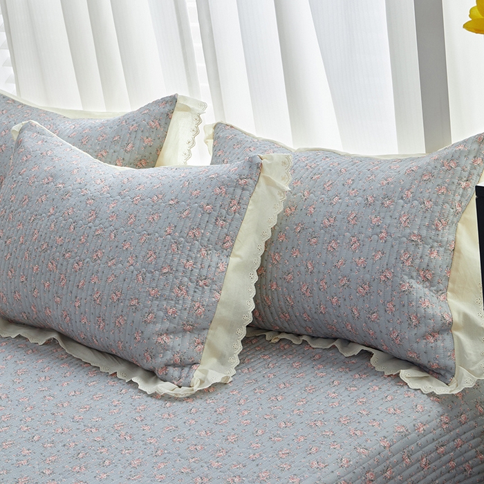 91家纺网 家纺一手货源 找家纺 舒居家纺 2026新款全棉双层纱花边床盖单件床盖单品单床盖 山岚绮梦