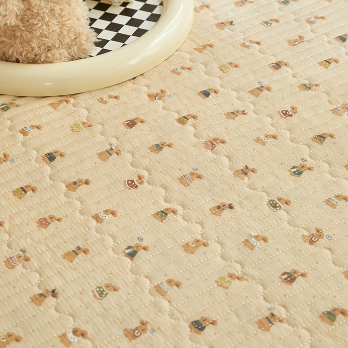 91家纺网 家纺一手货源 找家纺 舒居家纺 2026新款全棉双层纱花边床盖单件床盖单品单床盖 可艾兔