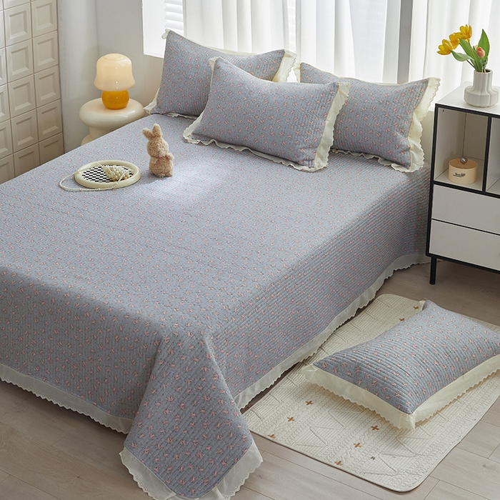 91家纺网 家纺一手货源 找家纺 舒居家纺 2026新款全棉双层纱花边床盖单件床盖单品单床盖 山岚绮梦