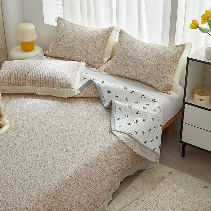 91家纺网 家纺一手货源 找家纺 舒居家纺 2026新款全棉双层纱花边床盖单件床盖单品单床盖 黛西