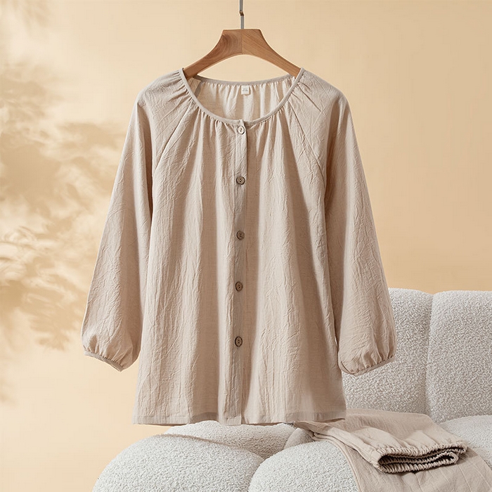 91家纺网 家纺一手货源 找家纺 （总）26年春季新品纯棉圆领睡衣女套装春秋薄款宽松长袖长裤家居服套装