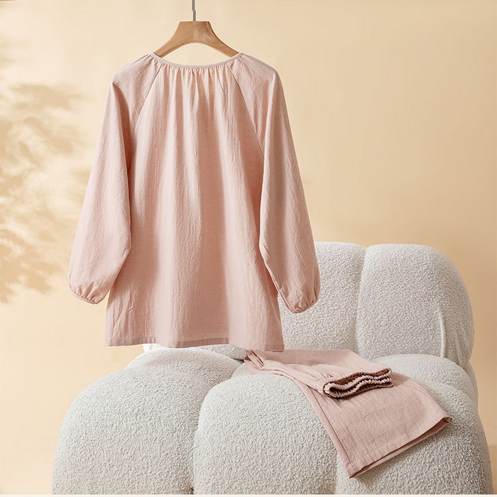 91家纺网 家纺一手货源 找家纺 （总）26年春季新品纯棉圆领睡衣女套装春秋薄款宽松长袖长裤家居服套装