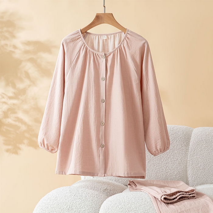 91家纺网 家纺一手货源 找家纺 （总）26年春季新品纯棉圆领睡衣女套装春秋薄款宽松长袖长裤家居服套装