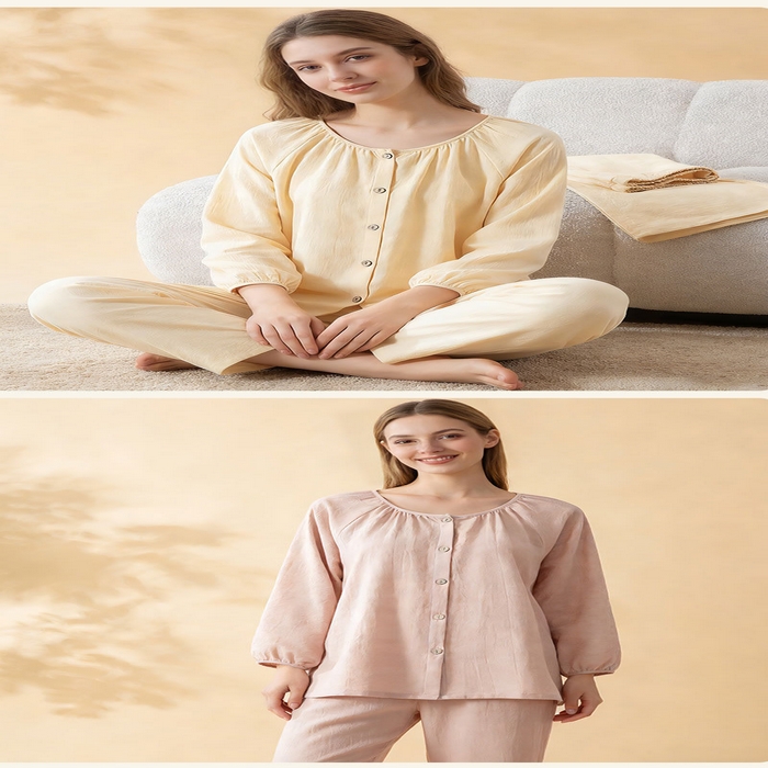 91家纺网 家纺一手货源 找家纺 （总）26年春季新品纯棉圆领睡衣女套装春秋薄款宽松长袖长裤家居服套装