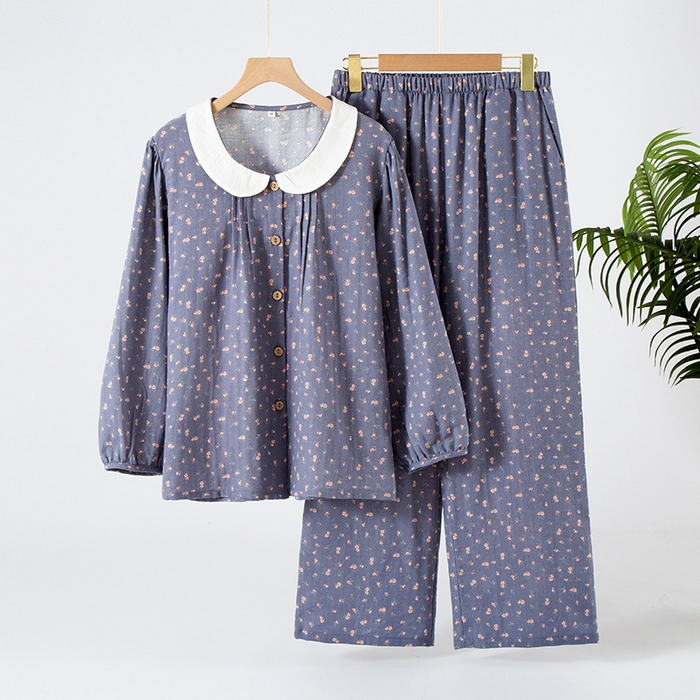 91家纺网 家纺一手货源 找家纺 （总）新款睡衣女长袖开衫春秋季纯棉可爱甜美女士可外穿大码家居服