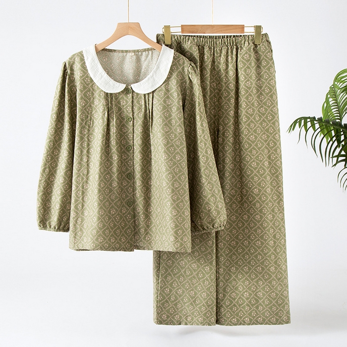 91家纺网 家纺一手货源 找家纺 （总）新款睡衣女长袖开衫春秋季纯棉可爱甜美女士可外穿大码家居服