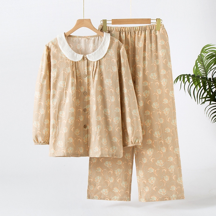 91家纺网 家纺一手货源 找家纺 （总）新款睡衣女长袖开衫春秋季纯棉可爱甜美女士可外穿大码家居服