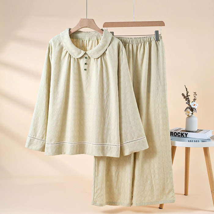 91家纺网 家纺一手货源 找家纺 （总）2026年春季新款纯棉睡衣女春秋长袖薄款套头女士家居服可外穿套装