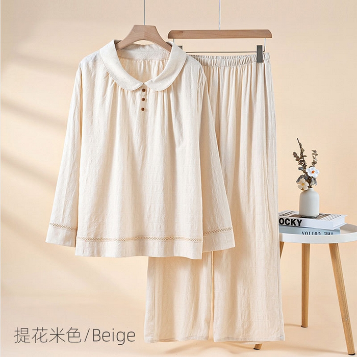 91家纺网 家纺一手货源 找家纺 （总）2026年春季新款纯棉睡衣女春秋长袖薄款套头女士家居服可外穿套装