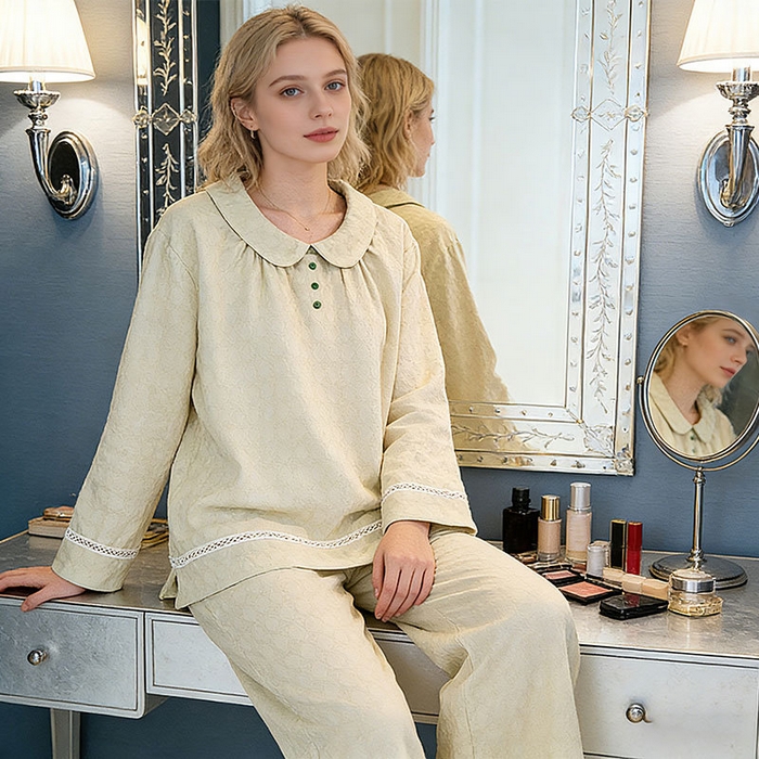 91家纺网 家纺一手货源 找家纺 （总）2026年春季新款纯棉睡衣女春秋长袖薄款套头女士家居服可外穿套装