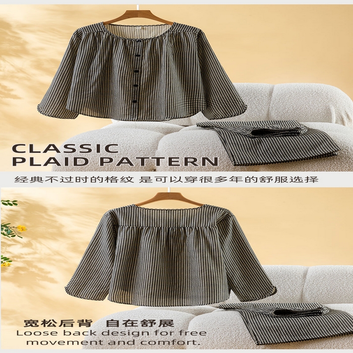 91家纺网 家纺一手货源 找家纺 （总）2026新款纯棉透气小格女家居服