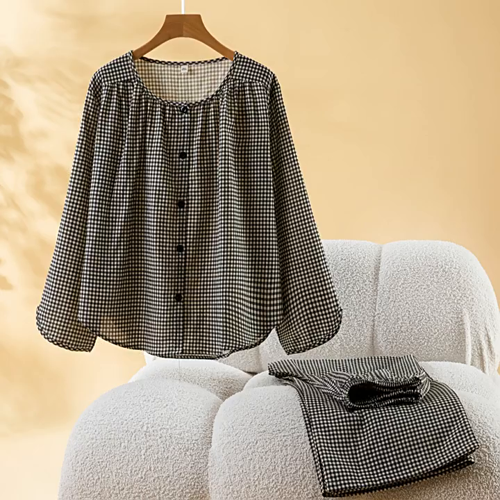 91家纺网 家纺一手货源 找家纺 （总）2026新款纯棉透气小格女家居服