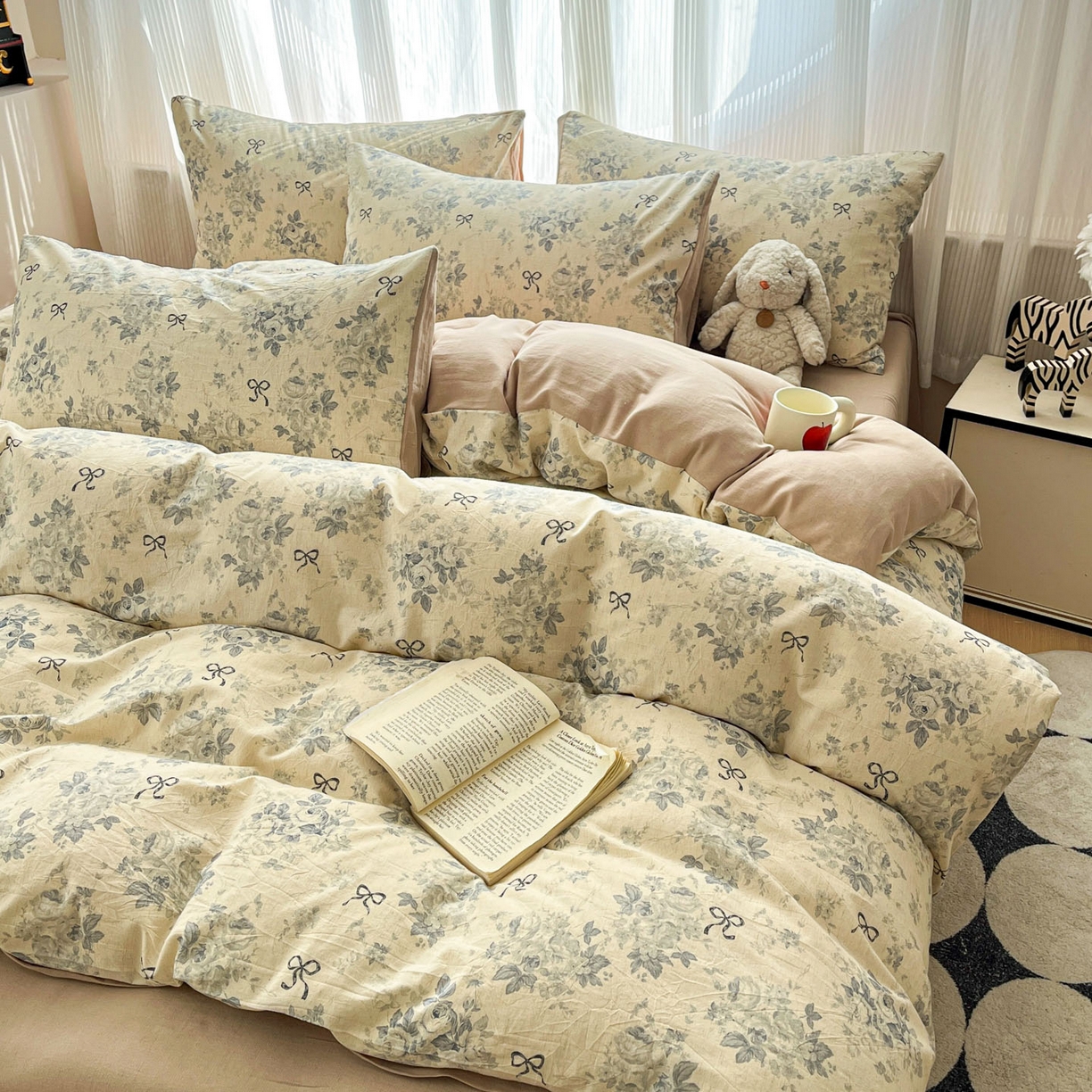 91家纺网 家纺一手货源 找家纺 寐居家纺 2026新款A类复古棉麻四件套 蝶语花眠